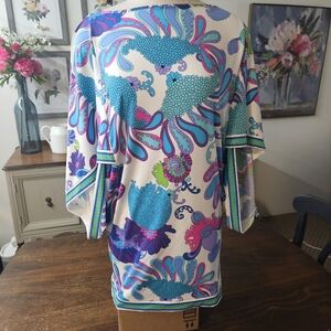 Trina Turk Multicolor Floral Tunic Top Size Small